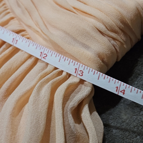 DONNA MORGAN Tube Dress | Coral Strapless 100% Silk Cinched Top Chiffon Mini - Picture 16 of 17